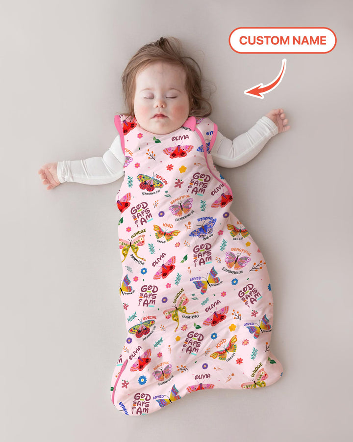 Custom Name God says I am Butterfly Sleep Bag