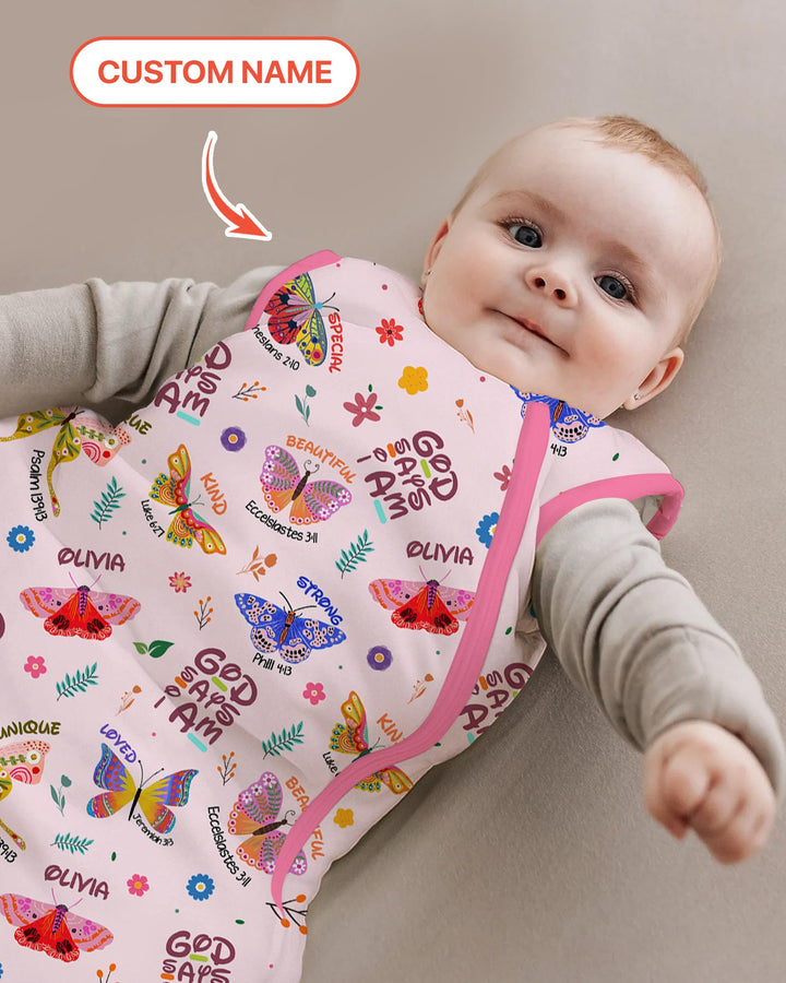 Custom Name God says I am Butterfly Sleep Bag