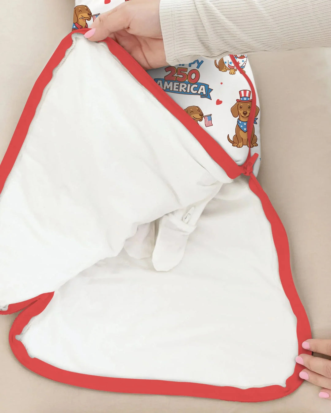 Red, White & Wiener Bamboo Sleep Bag