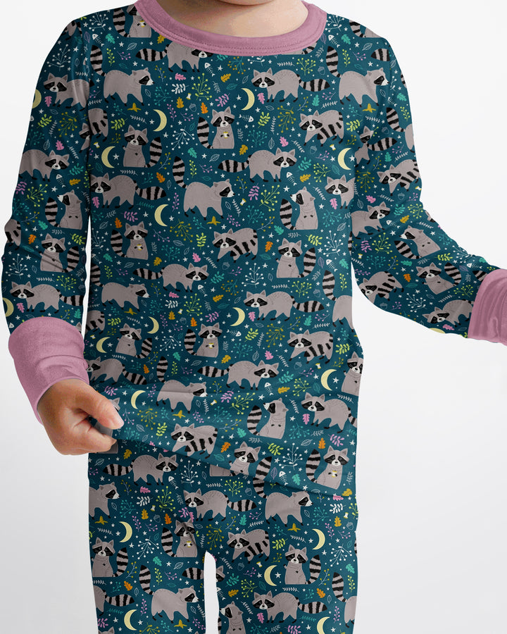 Midnight Raccoons Bamboo Two Piece Long Sleeve Pajama Set