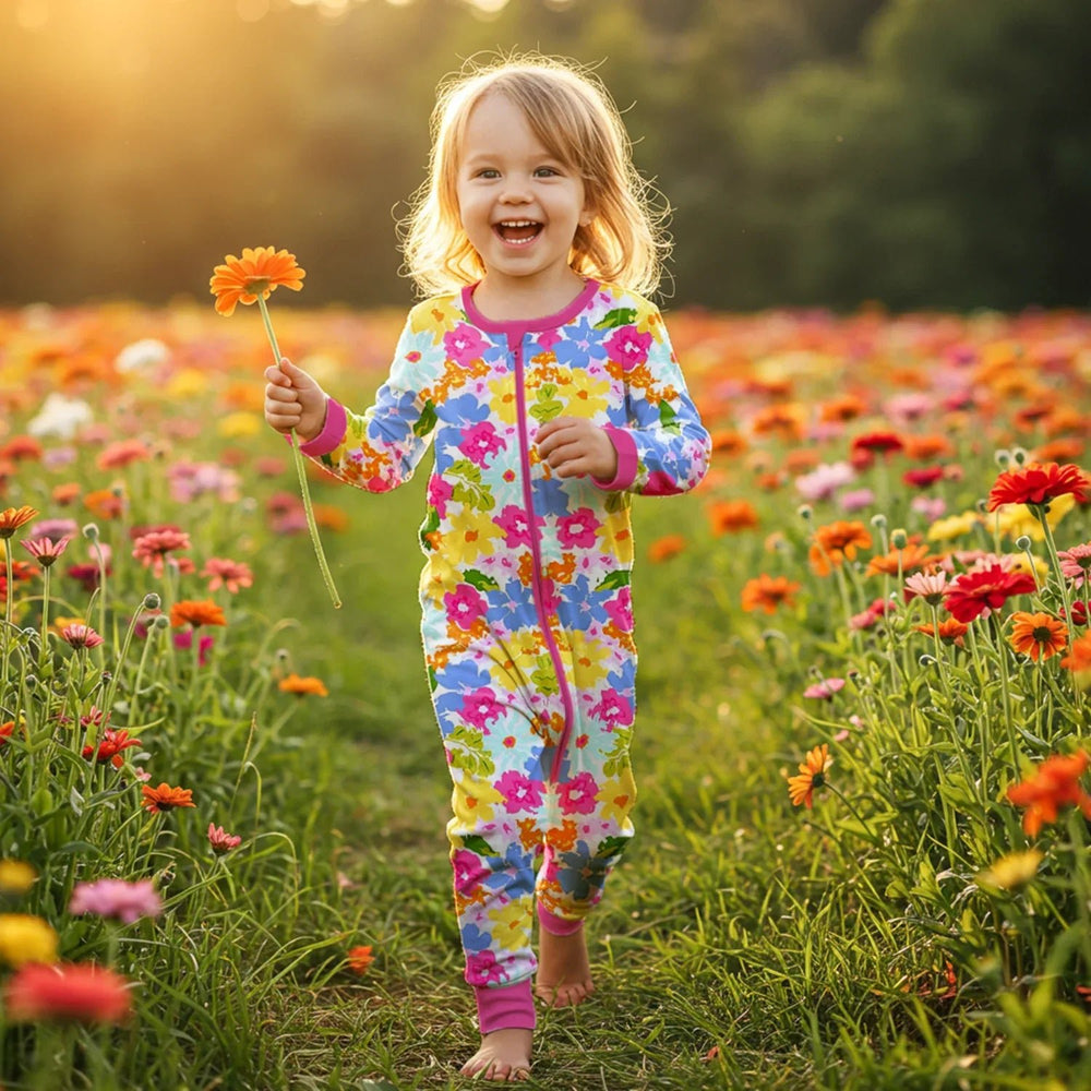 Summer Flowers Convertible Zippered Romper - Zumbamboo