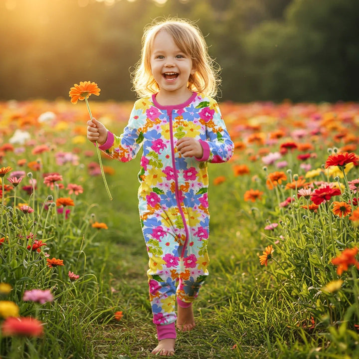 Summer Flowers Convertible Zippered Romper - Zumbamboo