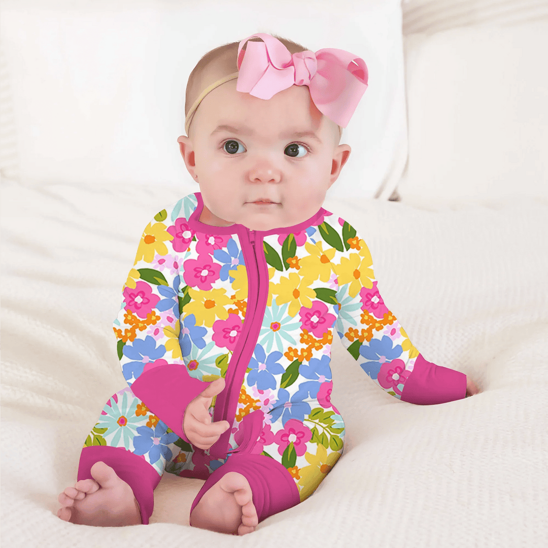 Summer Flowers Convertible Zippered Romper - Zumbamboo