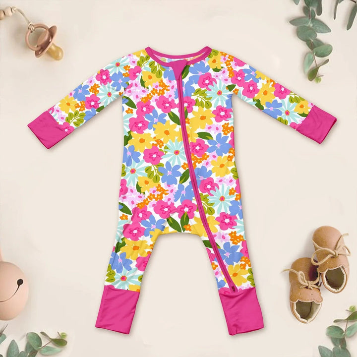 Summer Flowers Convertible Zippered Romper - Zumbamboo