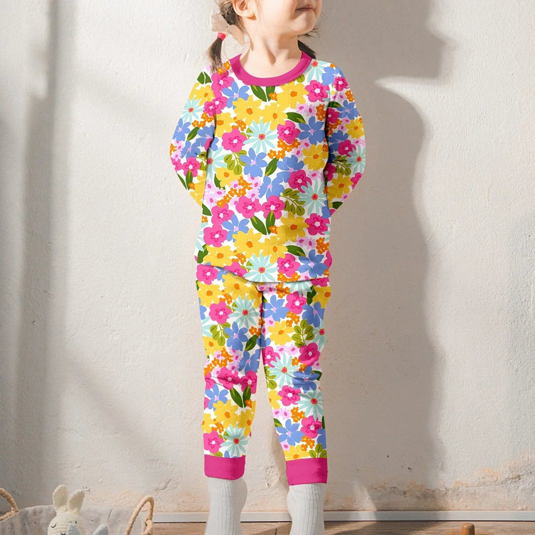 Summer Flowers Two Piece Long Sleeve Pajama Set - Zumbamboo