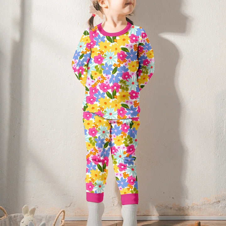 Summer Flowers Two Piece Long Sleeve Pajama Set - Zumbamboo