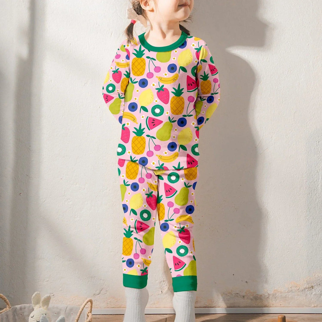 Summer Fruits Two Piece Long Sleeve Pajama Set - Zumbamboo