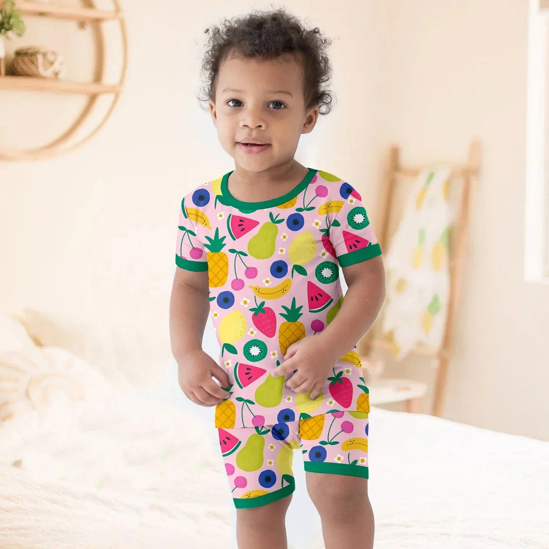 Summer Fruits Two Piece Short Sleeve Shorts Pajama Set - Zumbamboo