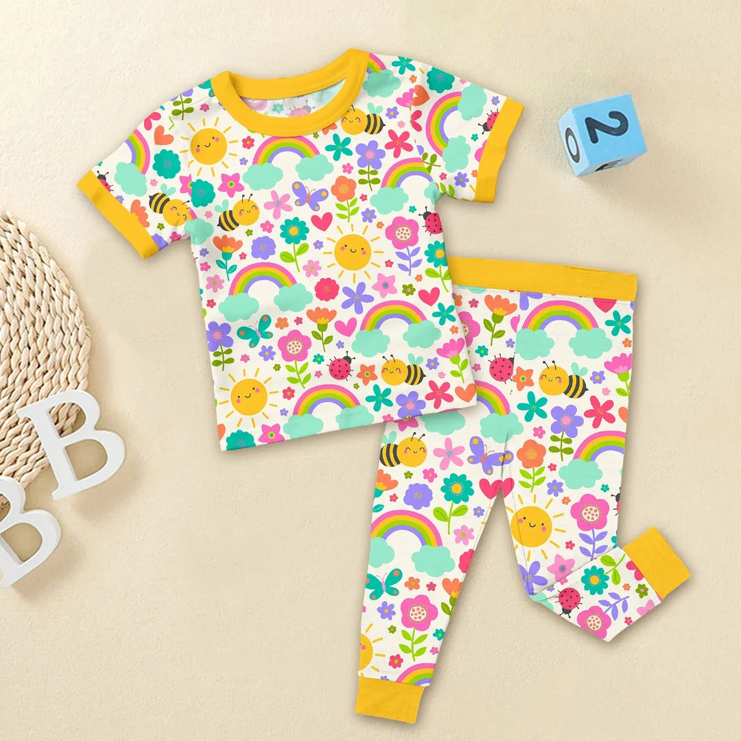 Summer Sunshine Two Piece Short Sleeve Pajama Set - Zumbamboo