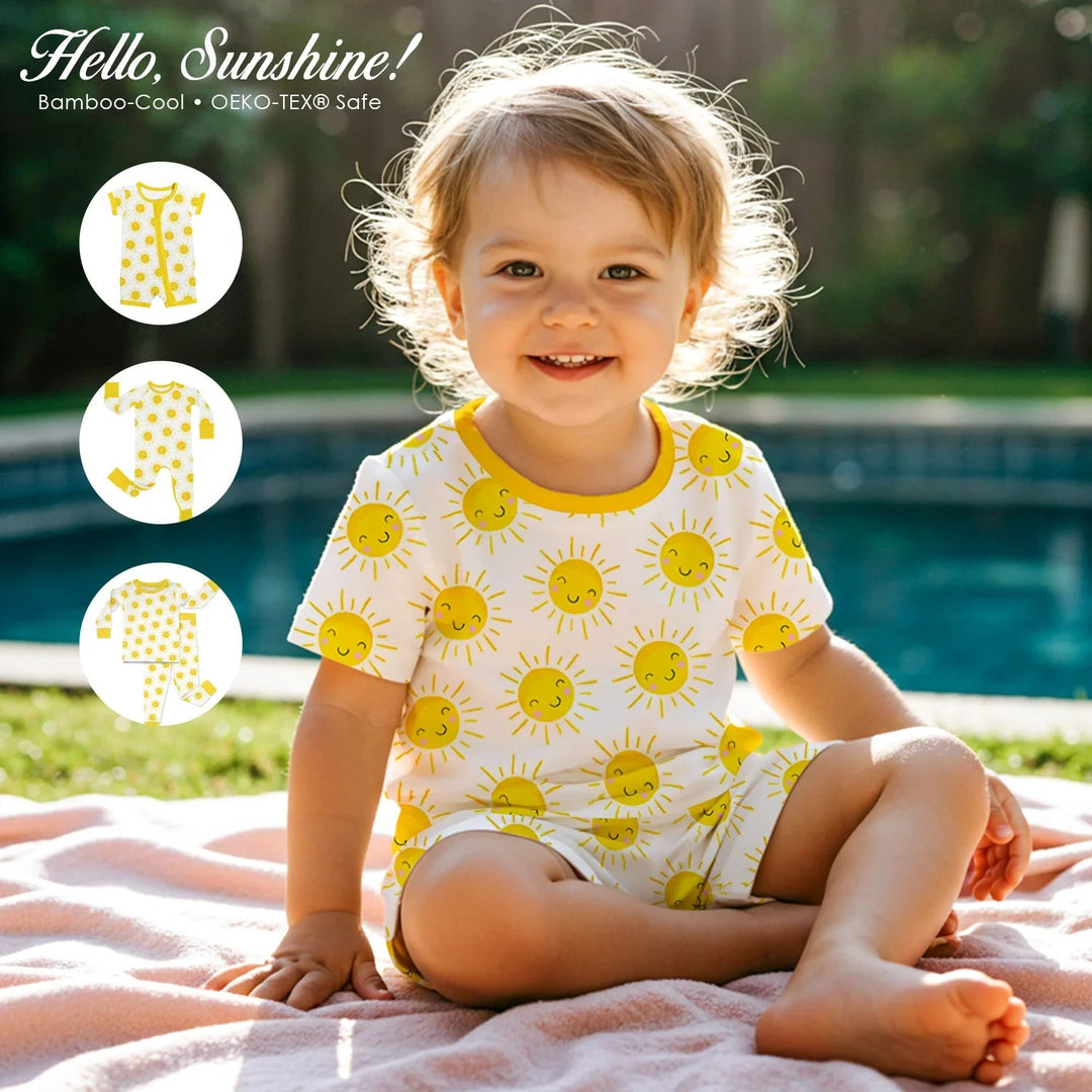 Sunshine Two Piece Short Sleeve Shorts Pajama Set - Zumbamboo