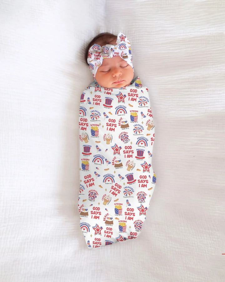 God Says I Am - America 250th Anniversary swaddle blanket