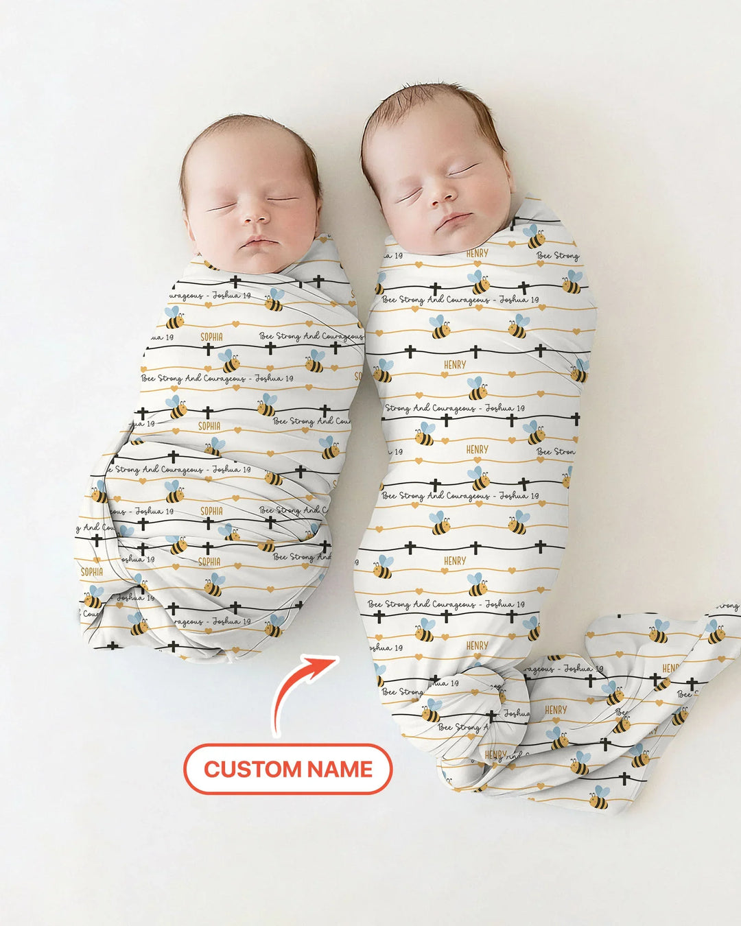 Bee Strong And Courageous Custom Name swaddle blanket