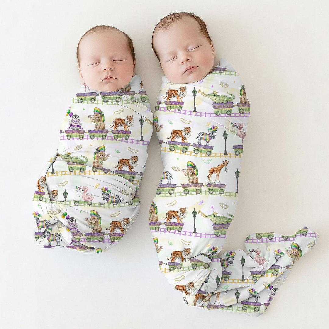 Mardi Gras Jungle Krewe Swaddle Blanket