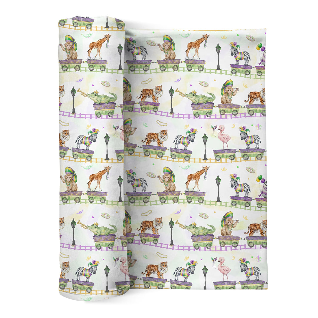 Mardi Gras Jungle Krewe Swaddle Blanket