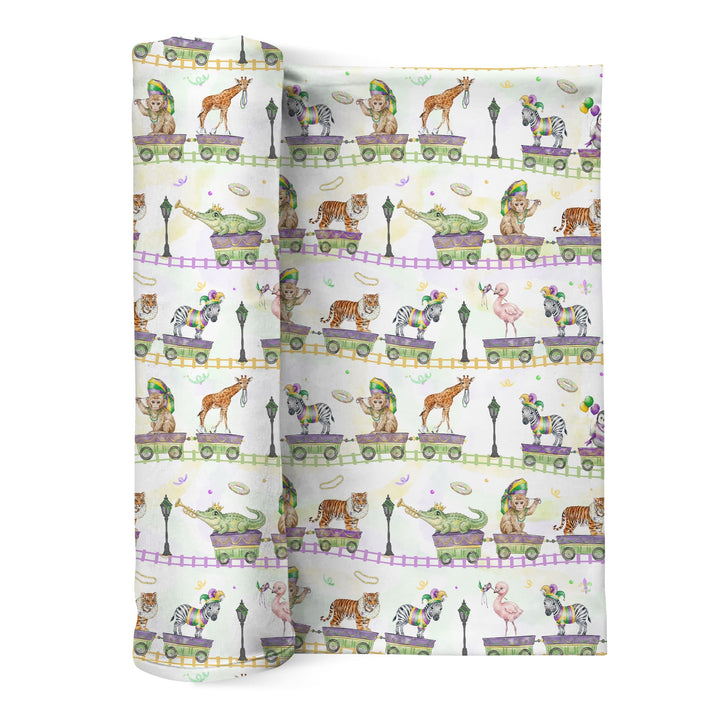 Mardi Gras Jungle Krewe Swaddle Blanket