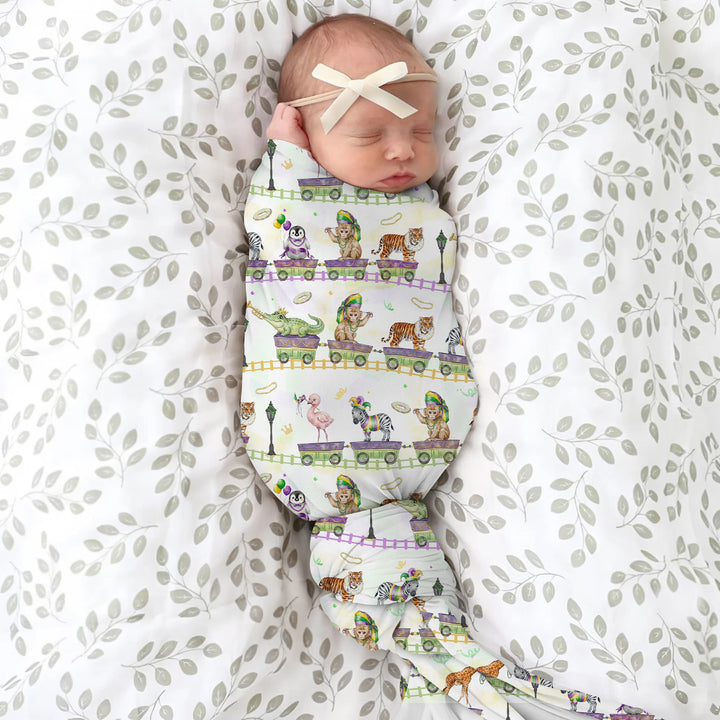Mardi Gras Jungle Krewe Swaddle Blanket