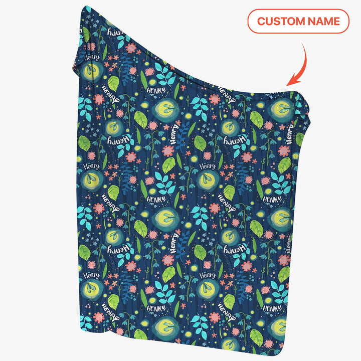 Nighttime Bugs Custom Name Swaddle Blanket