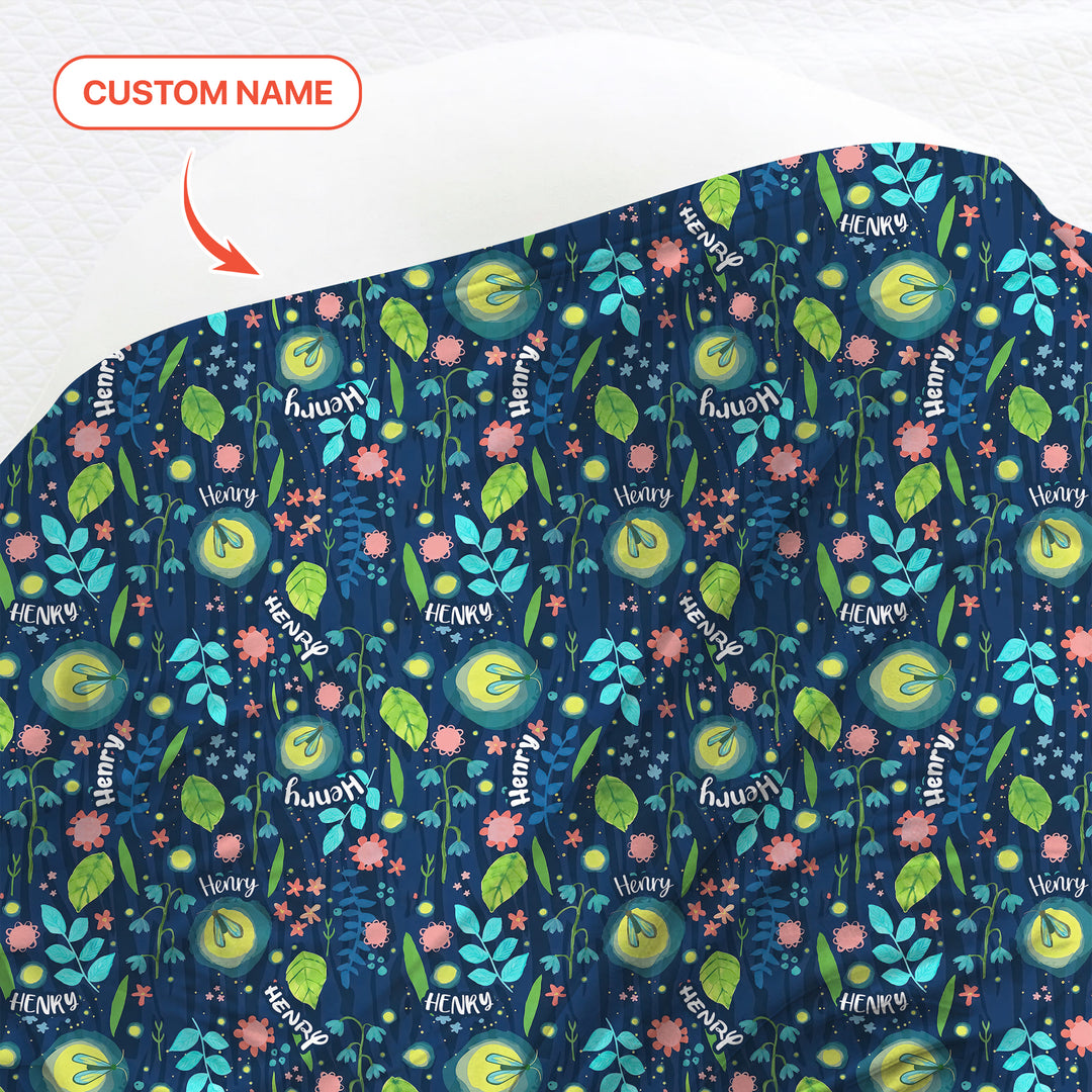Nighttime Bugs Custom Name Swaddle Blanket