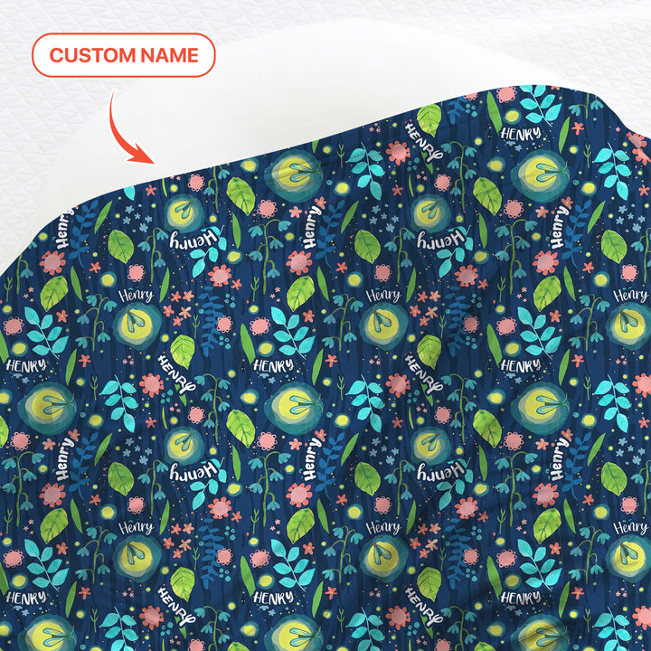 Nighttime Bugs Custom Name Swaddle Blanket