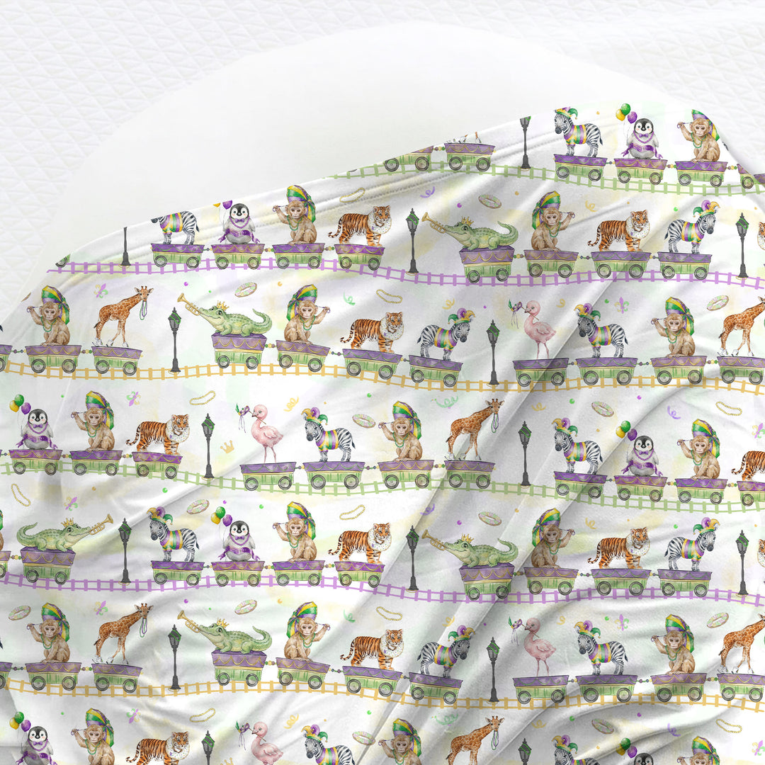 Mardi Gras Jungle Krewe Swaddle Blanket