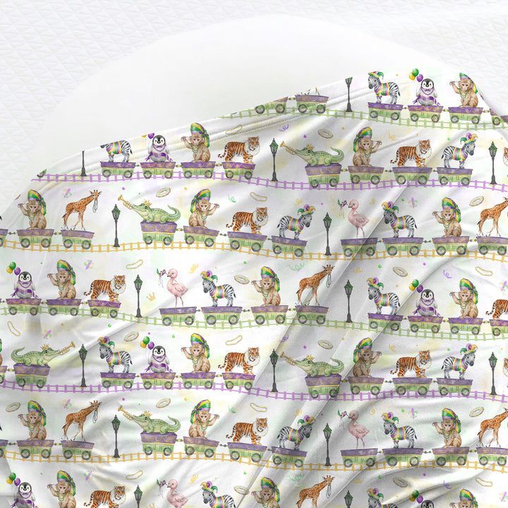 Mardi Gras Jungle Krewe Swaddle Blanket