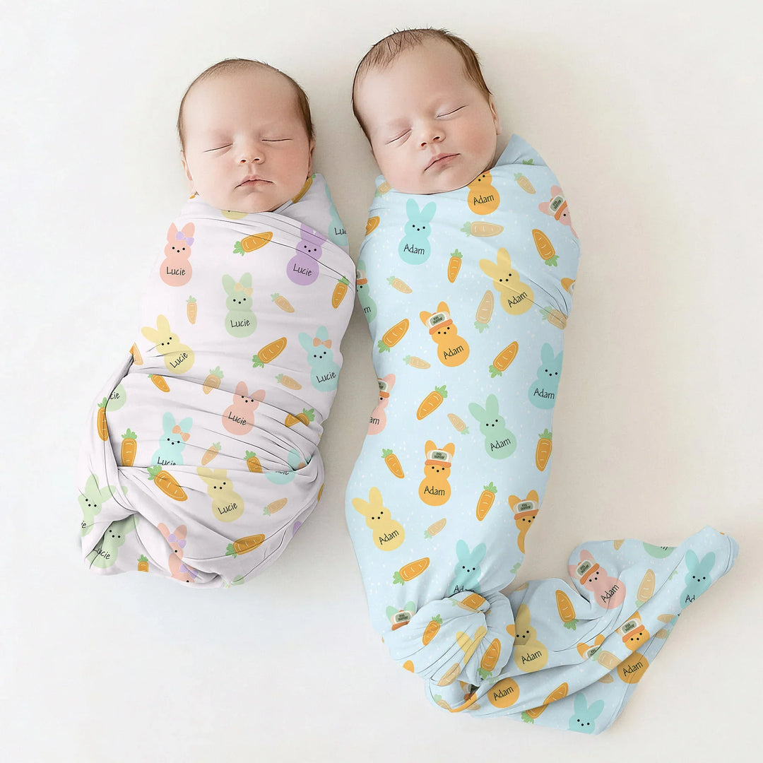 Custom Name Easter Bunny swaddle blanket