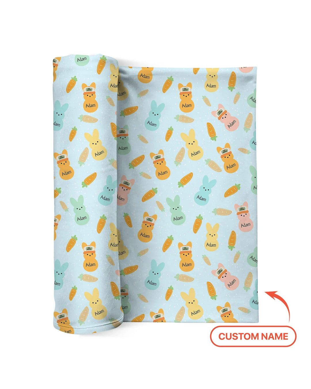 Custom Name Easter Bunny swaddle blanket