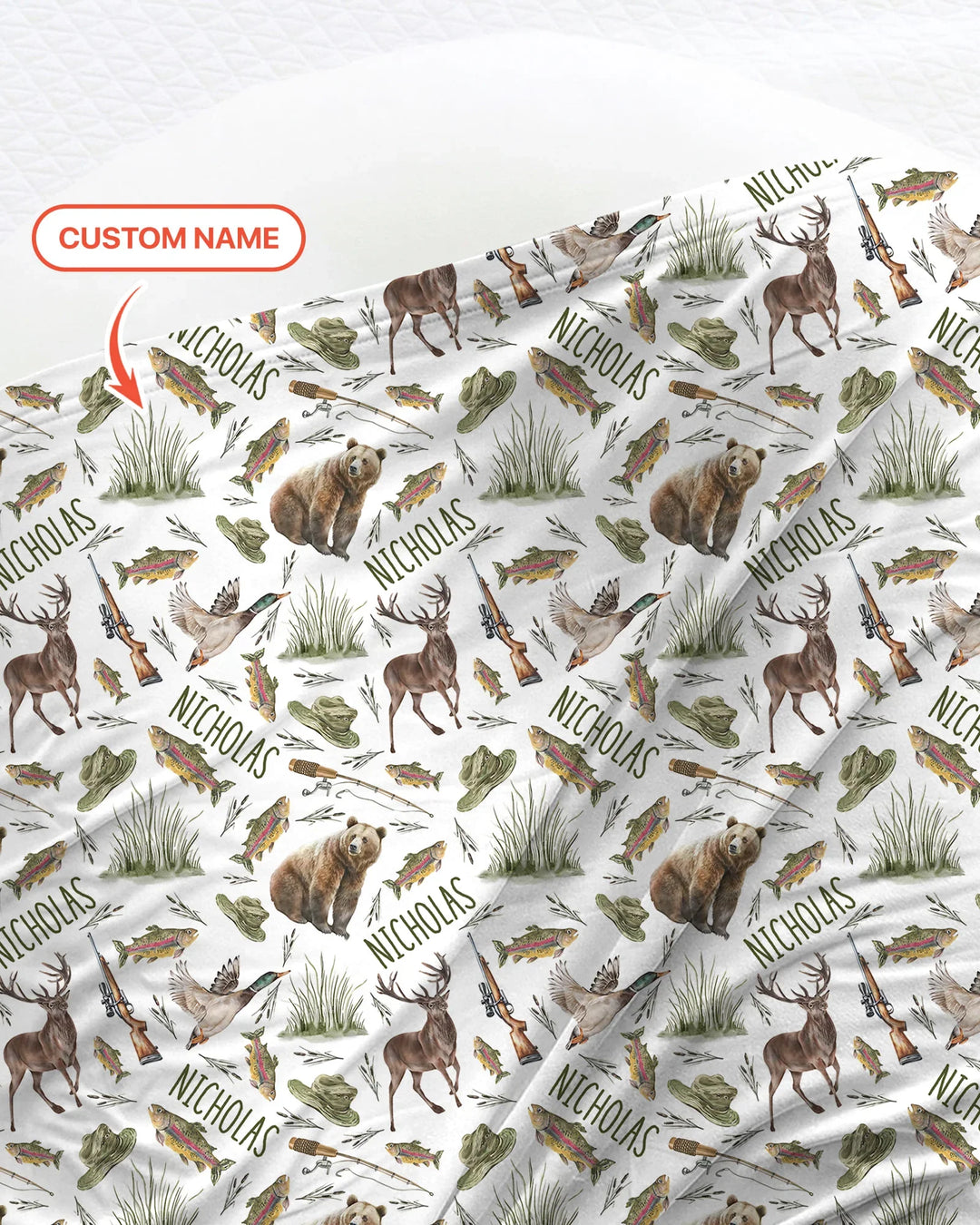 Custom Name Little Hunter swaddle blanket