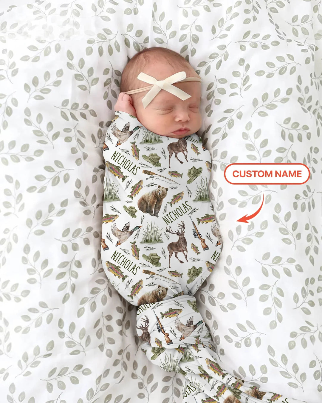 Custom Name Little Hunter swaddle blanket