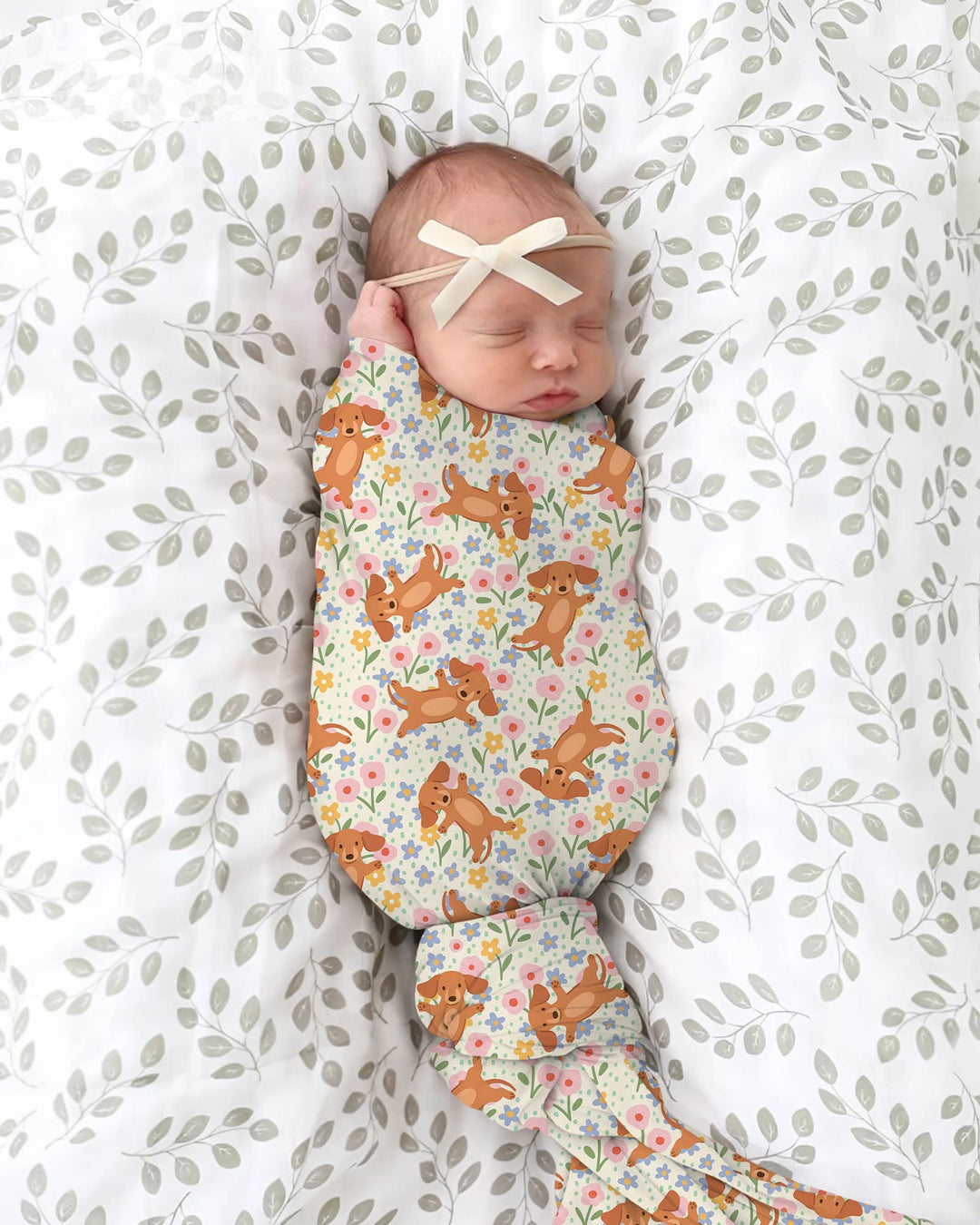 Dachshund Blooms Family Matching swaddle blanket