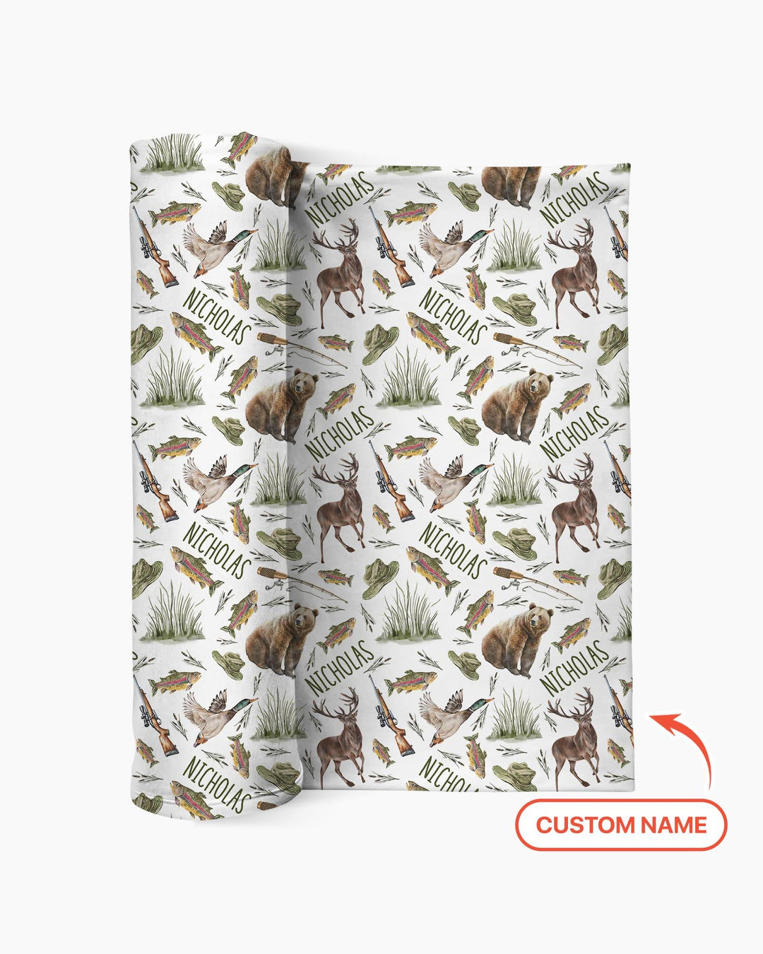 Custom Name Little Hunter swaddle blanket