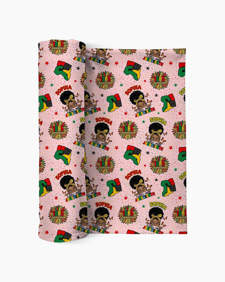 Custom Name Little Miss Juneteenth Swaddle Blanket