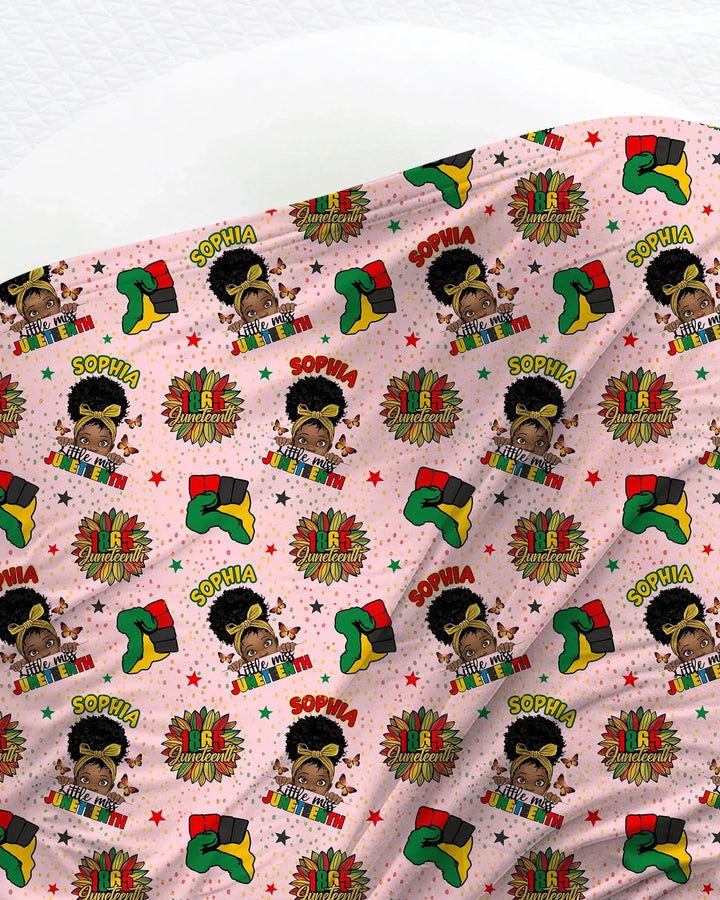 Custom Name Little Miss Juneteenth Swaddle Blanket