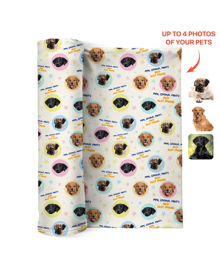 New Best Friend Custom Name And Pet Photos swaddle blanket