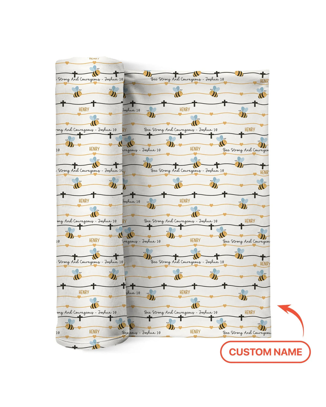Bee Strong And Courageous Custom Name swaddle blanket