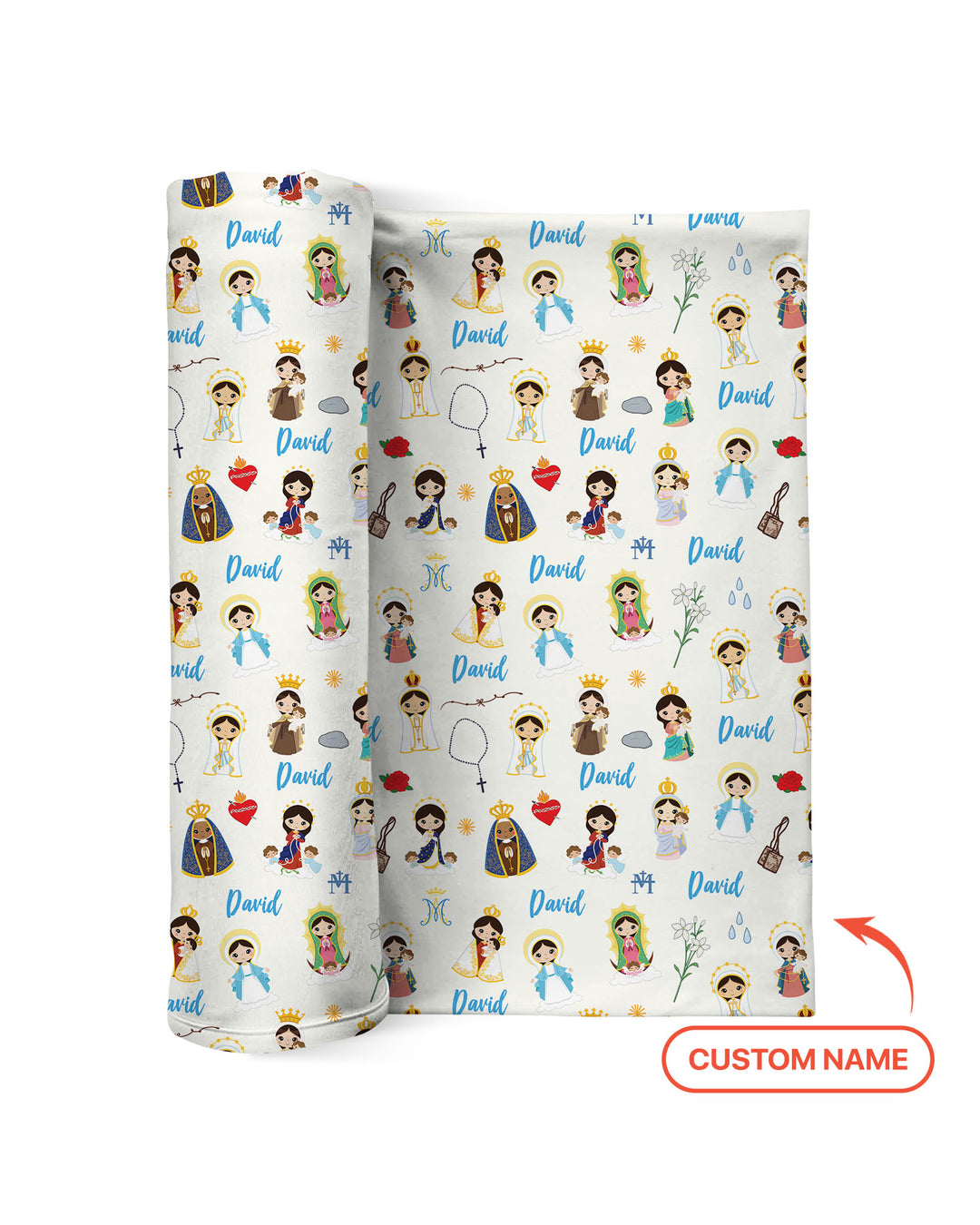 Custom Name Mother Mary swaddle blanket