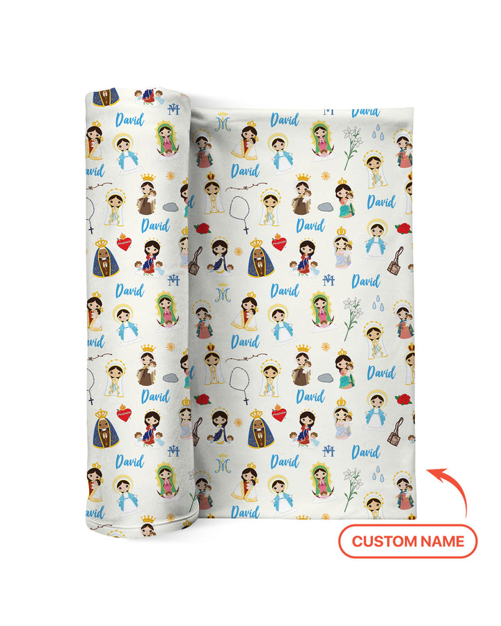 Custom Name Mother Mary swaddle blanket