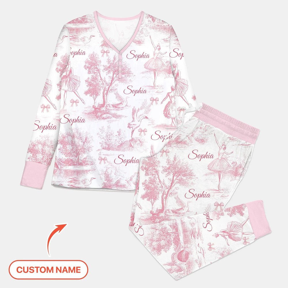 Swan Lake Dreams Custom Name Women Pajama Set , Swan Lake Dreams Custom Name Women Pajama Set - Only Shirt / S
