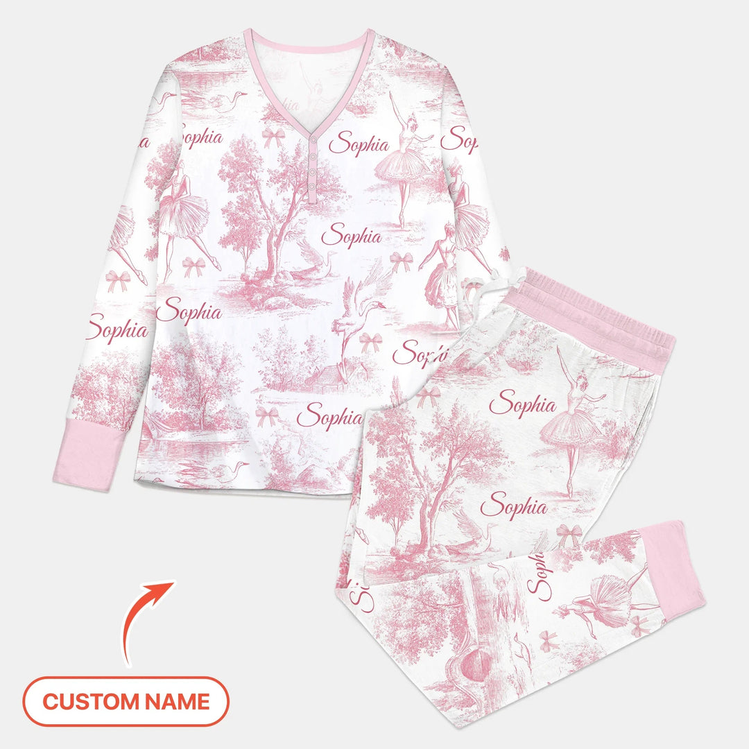 Swan Lake Dreams Custom Name Women Pajama Set , Swan Lake Dreams Custom Name Women Pajama Set - Only Shirt / S