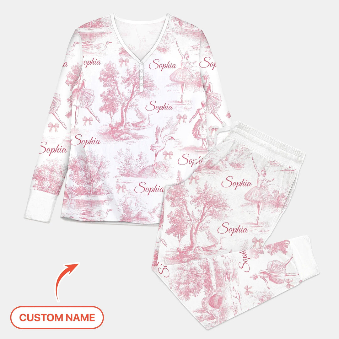 Swan Lake Dreams Custom Name Women Pajama Set , Swan Lake Dreams Custom Name Women Pajama Set - Only Shirt / S