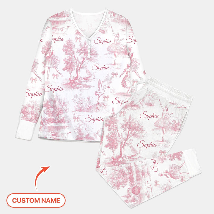 Swan Lake Dreams Custom Name Women Pajama Set , Swan Lake Dreams Custom Name Women Pajama Set - Only Shirt / S