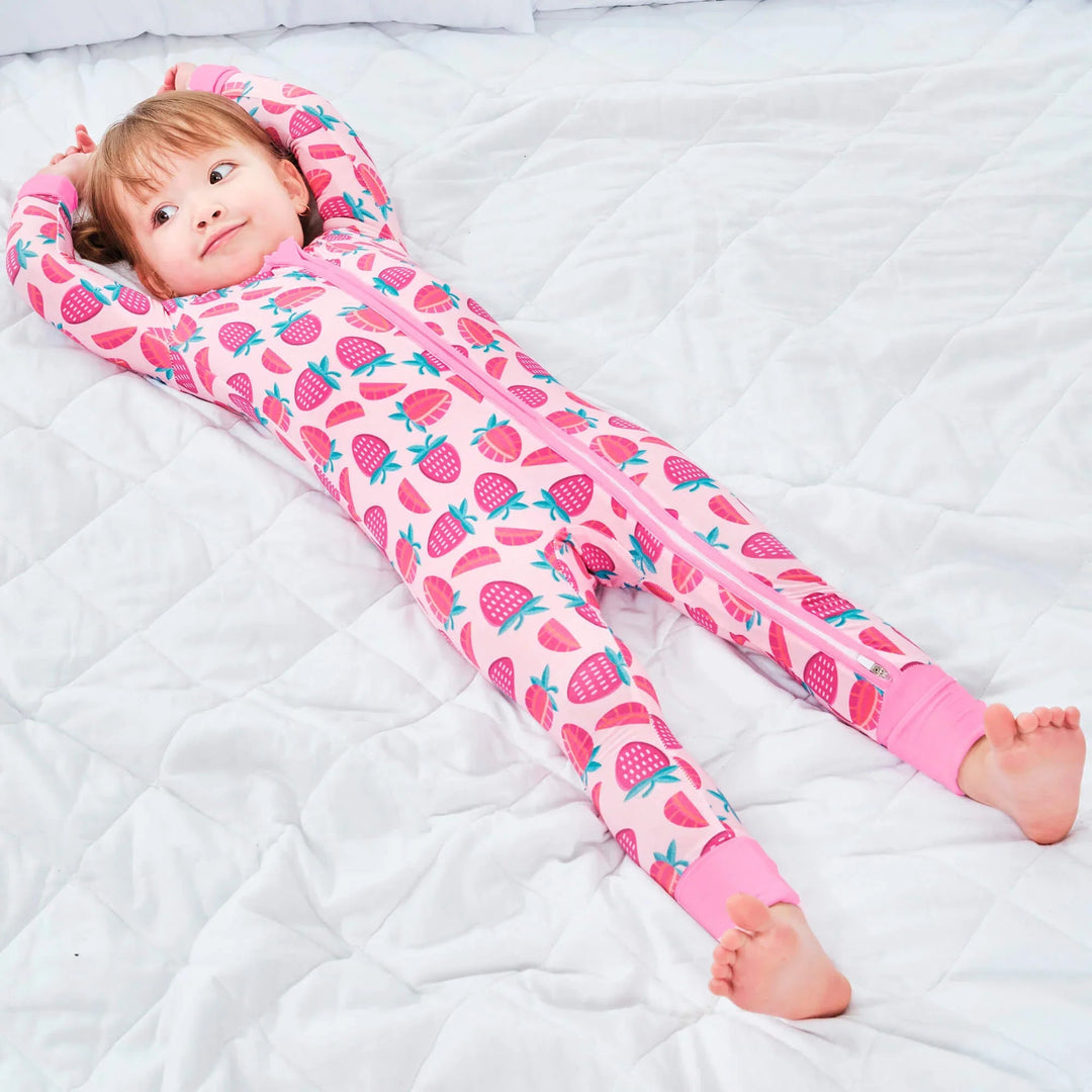 Sweet Strawberries Convertible Zippered Romper - Zumbamboo