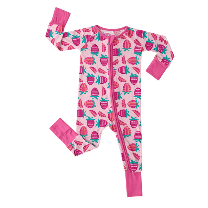 Sweet Strawberries Convertible Zippered Romper - Zumbamboo