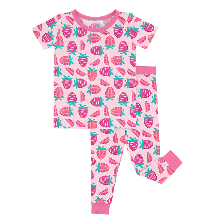 Sweet Strawberries Two Piece Short Sleeve Pajama Set
