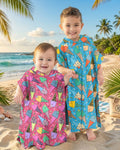 Summer Retro Ice Creams Family Matching Bamboo Swim Poncho