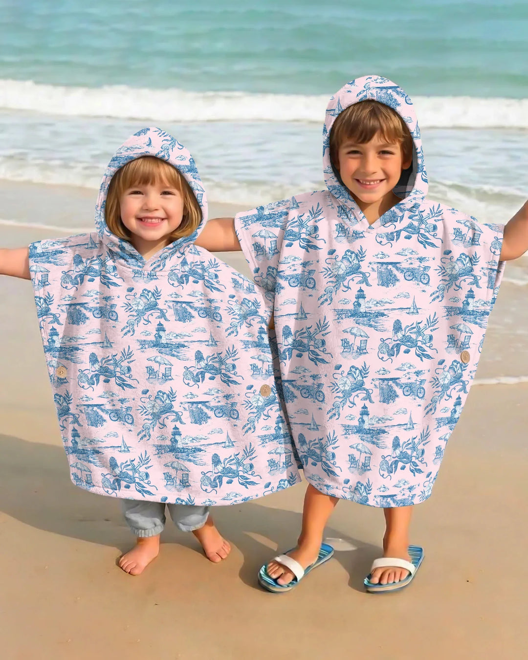 Summer Toile Bamboo Swim Poncho