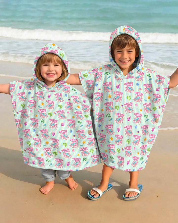 Turtley Over It Family Matching Bamboo Swim Poncho