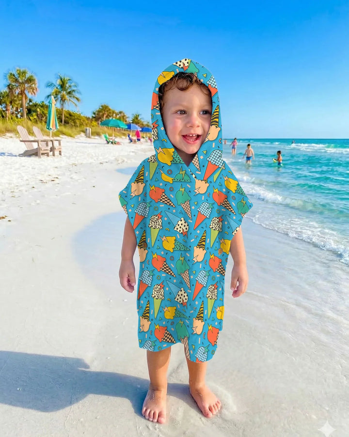 Summer Retro Ice Creams Family Matching Bamboo Swim Poncho