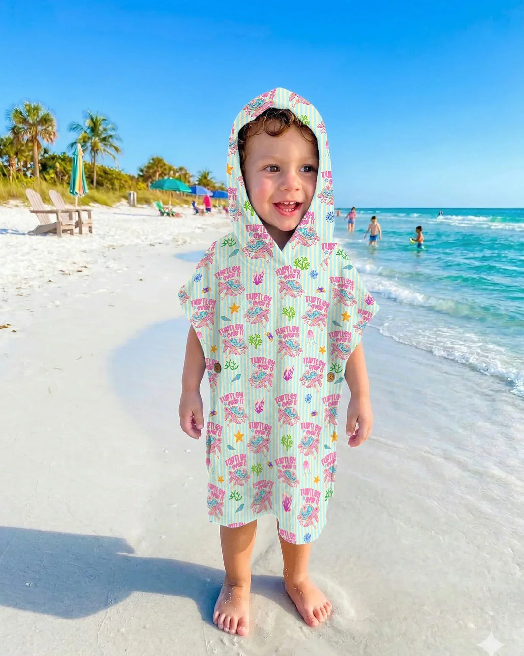 Turtley Over It Family Matching Bamboo Swim Poncho