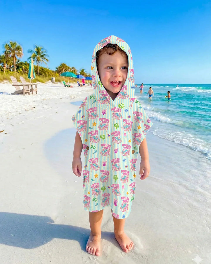 Turtley Over It Family Matching Bamboo Swim Poncho